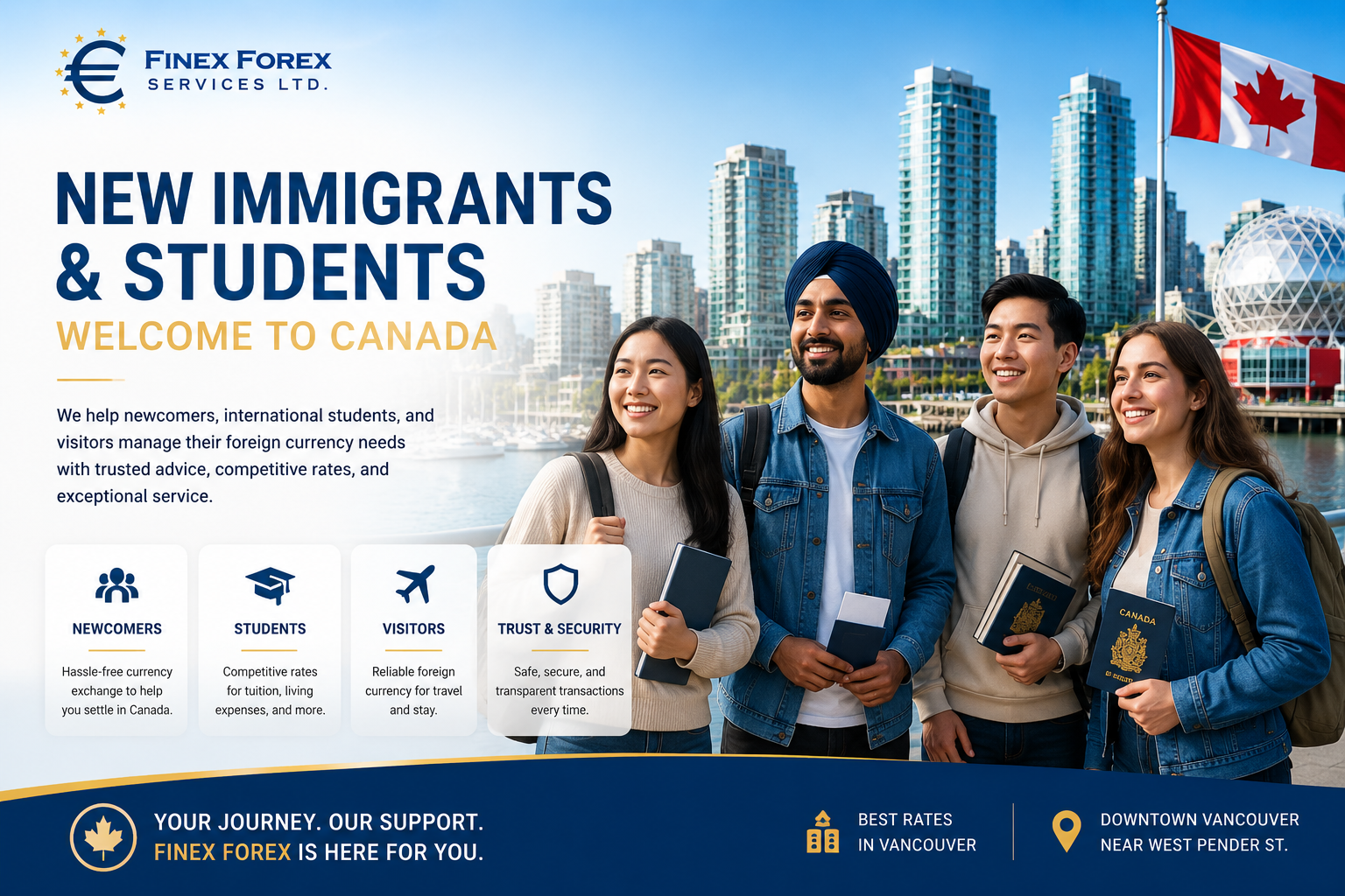 Currency exchange services for new immigrants and students in Vancouver